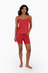 Cotton jersey tank top with adjustable thin straps